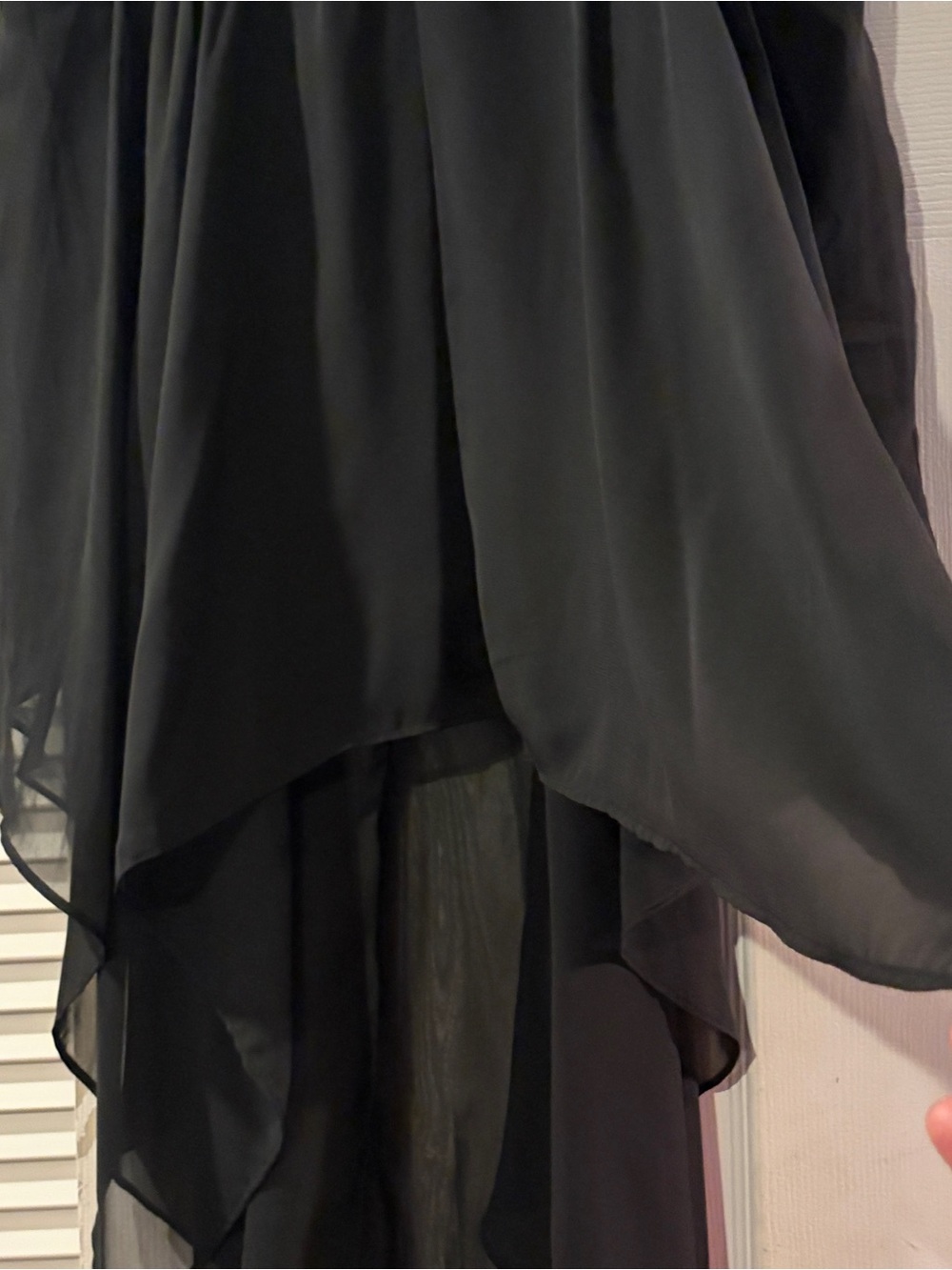 Stoosh Black Chiffon High Low Skirt Large L Handkerchief Hem Asymmetrical - Picture 4 of 11